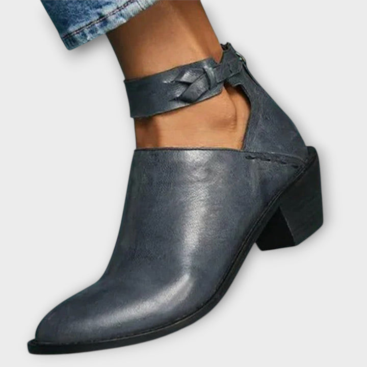 Modern Cutout Leather Ankle Boots